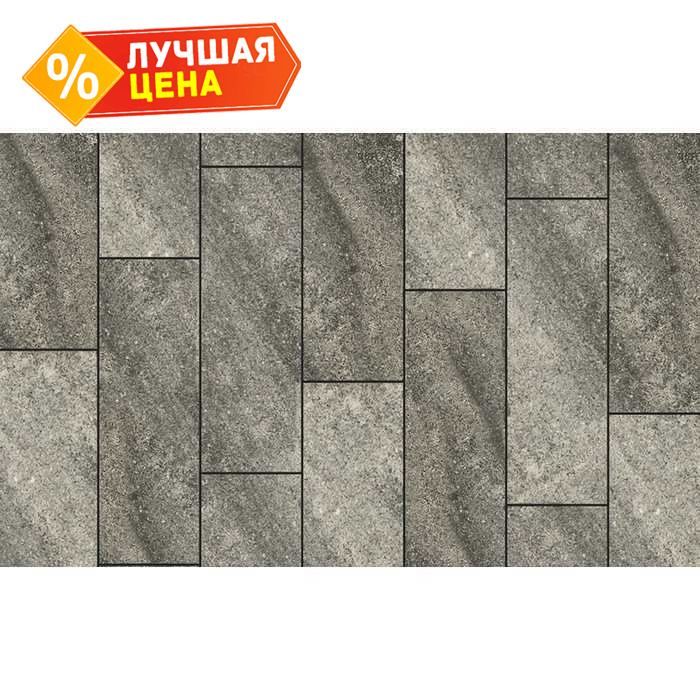Плитка тротуарная Прямоугольник (Ла-Линия) Б.12.П.8 Листопад гранит Антрацит, 750x250x80 мм